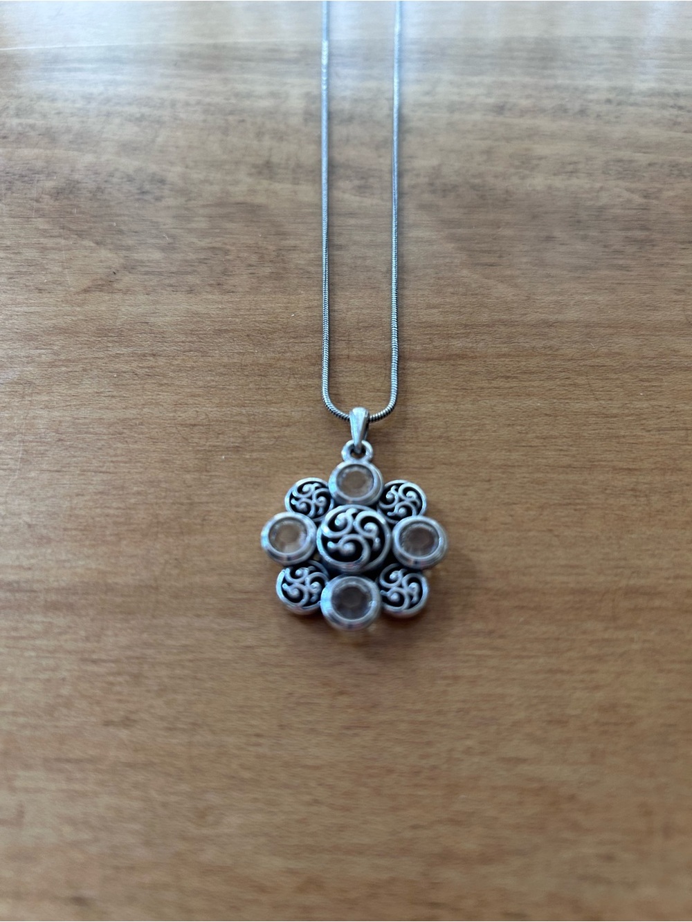 Brighton La Vie Flower Silver Plated Pendant Necklace w/Delicate Floral Design